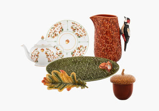 Explore Gudrun by Claudia Schiffer for Bordallo Pinheiro: plates, jugs, trays, and bowls inspired by nature and handcrafted in Portugal. Buy now on SHOPDECOR®