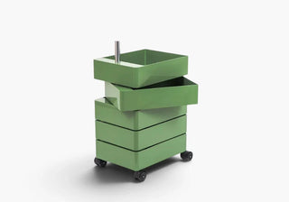 Move freely with Magis 360°, a flexible system of adjustable chairs and tables with mobile drawer storage designed for dynamic home offices and creative spaces.