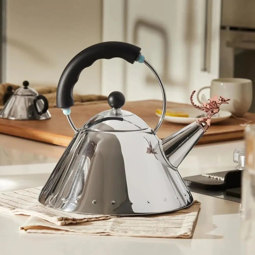 Alessi 9093REX 鐵氟龍茶壺，鋼製，黑色手柄