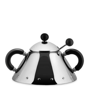 Alessi 9097 sugar bowl in steel with coloured handles Alessi Steel/Black - Buy now on ShopDecor - Discover the best products by ALESSI design