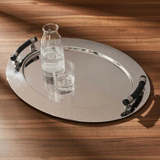 Alessi MG09 oval tray in steel with black handles - Buy now on ShopDecor - Discover the best products by ALESSI design
