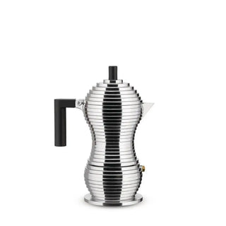 Alessi MDL02 Pulcina espresso coffee maker in steel with coloured handle and knob Alessi Steel Black 1 Cup - Buy now on ShopDecor - Discover the best products by ALESSI design