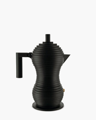 Alessi MDL02 Pulcina espresso coffee maker in steel with coloured handle and knob Black 6 Cups - Buy now on ShopDecor - Discover the best products by ALESSI design