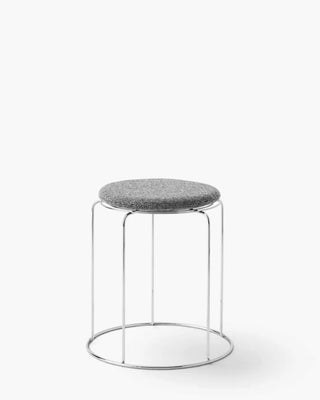 &Tradition Wire stool in stainless steel with magnetic upholstered cushion