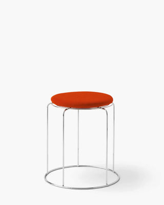 &Tradition Wire stool in stainless steel with magnetic upholstered cushion