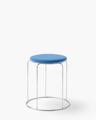 &Tradition Wire stool in stainless steel with magnetic upholstered cushion