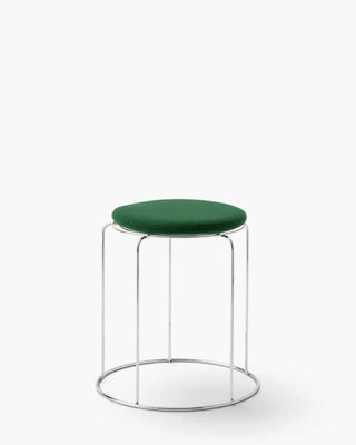 &Tradition Wire stool in stainless steel with magnetic upholstered cushion