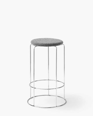 &Tradition Wire stool in stainless steel with magnetic upholstered cushion