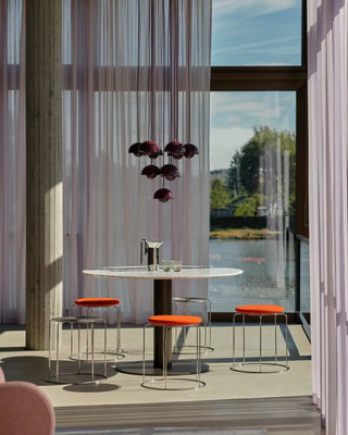 &Tradition Wire stool in stainless steel with magnetic upholstered cushion