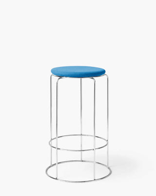 &Tradition Wire stool in stainless steel with magnetic upholstered cushion