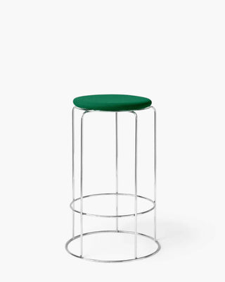 &Tradition Wire stool in stainless steel with magnetic upholstered cushion
