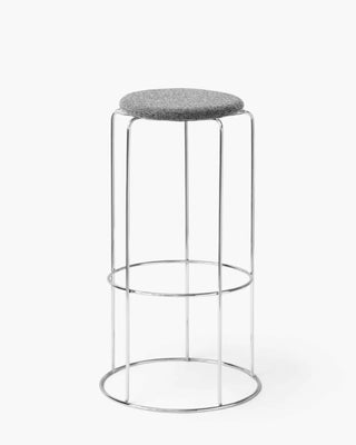 &Tradition Wire stool in stainless steel with magnetic upholstered cushion