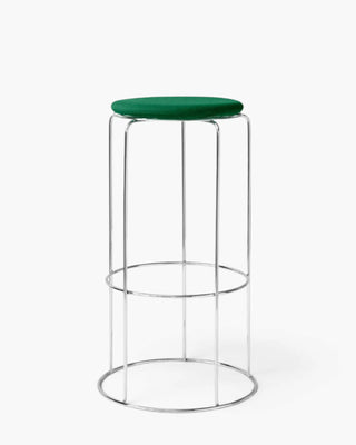 &Tradition Wire stool in stainless steel with magnetic upholstered cushion