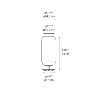 Artemide Gople Mini Tischleuchte mit schwarzer Struktur und Kupfer-Diffusor