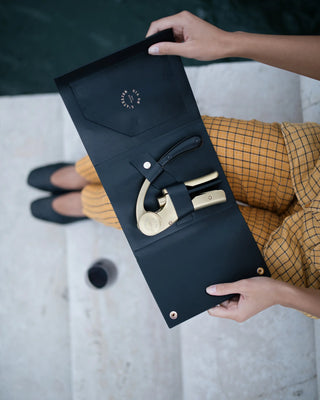 L'Atelier Du Vin Oeno Motion Gold Nomad corkscrew in leather pouch - Buy now on ShopDecor - Discover the best products by L'ATELIER DU VIN design
