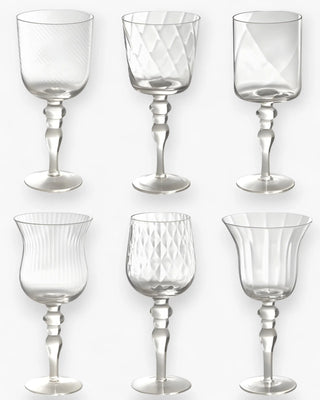 Bitossi Diseguale set 6 assorted textured stemmed glasses Transparent - Buy now on ShopDecor - Discover the best products by BITOSSI HOME design