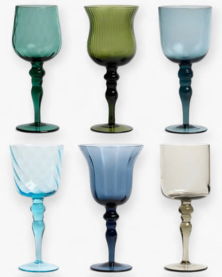 Bitossi Diseguale set 6 assorted textured stemmed glasses Blue - Buy now on ShopDecor - Discover the best products by BITOSSI HOME design