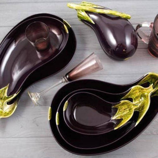 Bordallo Pinheiro Aubergine plate 24.5x11.5 cm. - 9.64x4.52 in. - Buy now on ShopDecor - Discover the best products by BORDALLO PINHEIRO design