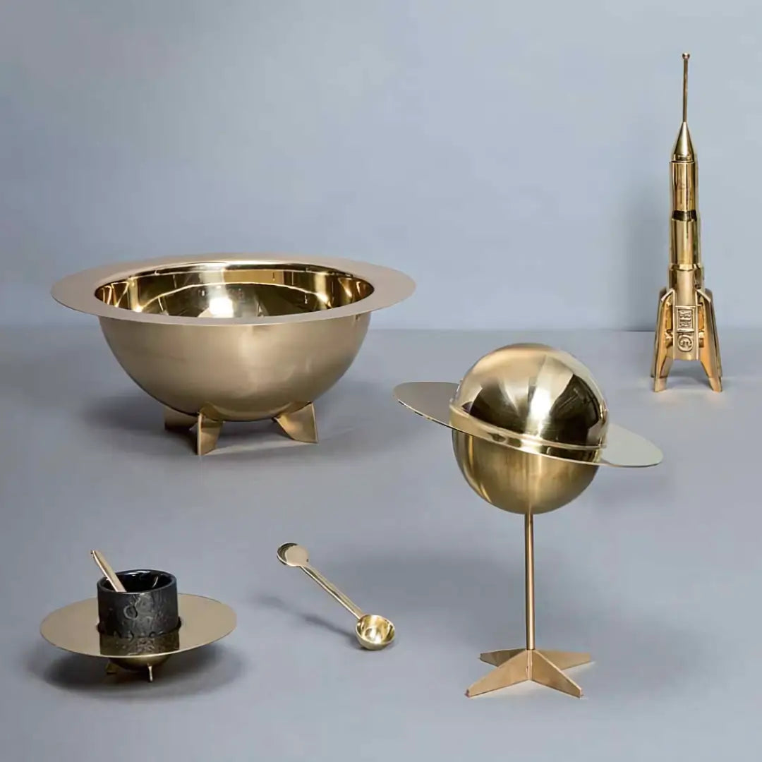 Diesel with Seletti Cosmic Diner Lunar salad bowl brass gold