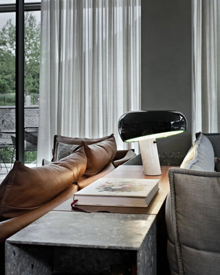 Flos Snoopy table lamp with Carrara marble base