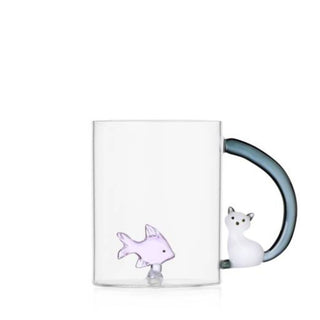Ichendorf Tabby Cat mug pink fish & white cat with smoke tail - Buy now on ShopDecor - Discover the best products by ICHENDORF design