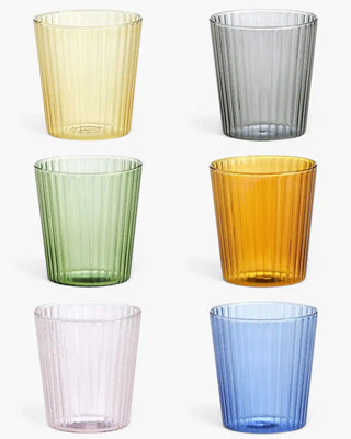 Ivv Narciso set 6 borosilicate glass tumblers colored mix Pleated - Buy now on ShopDecor - Discover the best products by IVV design