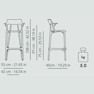 Kartell A.I. stool in technopolymer for indoor/outdoor use - Buy now on ShopDecor - Discover the best products by KARTELL design