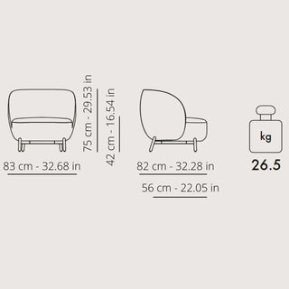 Kartell Lunam armchair in Orsetto fabric with black structure - Buy now on ShopDecor - Discover the best products by KARTELL design