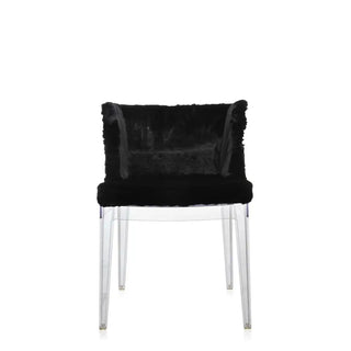 Kartell Mademoiselle Kravitz armchair black faux-fur woven fabric Woven Fabric 09 & Transparent Structure - Buy now on ShopDecor - Discover the best products by KARTELL design