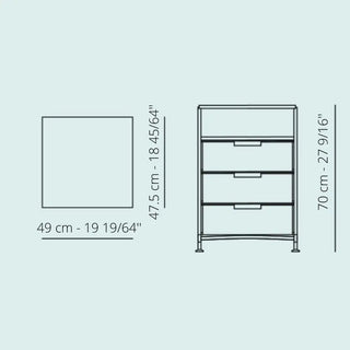 Kartell Mobil chest of drawers with shelf in PMMA