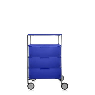 Kartell Mobil chest of drawers with shelf and wheels in PMMA Cobalt blue L2 3 drawers - Buy now on ShopDecor - Discover the best products by KARTELL design