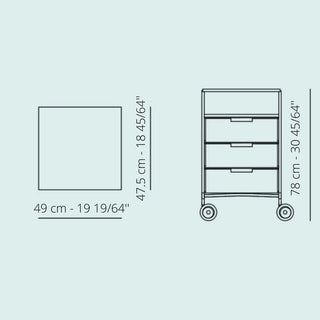 Kartell Mobil chest of drawers with shelf and wheels in PMMA - Buy now on ShopDecor - Discover the best products by KARTELL design
