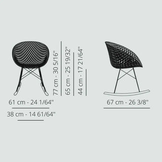 Kartell Smatrik rocking chair with chromed legs in polycarbonate