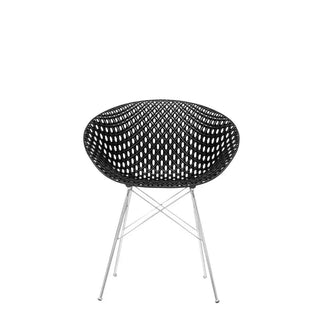 Kartell Smatrik armchair indoor in polycarbonate and chromed legs Black 09 & Chromed Structure - Buy now on ShopDecor - Discover the best products by KARTELL design