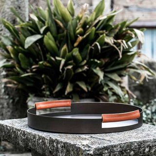 KnIndustrie Live/ly tray aluminum diam. 50 cm. - 19.68 in. - dark brown - Buy now on ShopDecor - Discover the best products by KNINDUSTRIE design