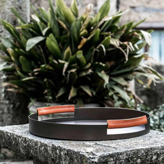 KnIndustrie Live/ly tray aluminum diam. 50 cm. - 19.68 in. - dark brown - Buy now on ShopDecor - Discover the best products by KNINDUSTRIE design