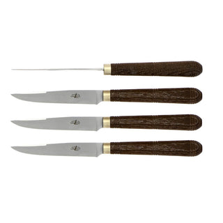 Forge de Laguiole Signature André & Michel Bras Capuchadou set 4 table knives with ash tree handle - Buy now on ShopDecor - Discover the best products by FORGE DE LAGUIOLE design
