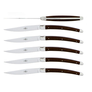 Forge de Laguiole Signature Christian Ghion table knives set with ash tree handle Set 6 - Buy now on ShopDecor - Discover the best products by FORGE DE LAGUIOLE design