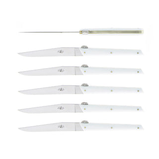 Forge de Laguiole Signature Olivier Gagnère table knives set with acrylic handle White Set 6 - Buy now on ShopDecor - Discover the best products by FORGE DE LAGUIOLE design