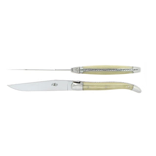Forge de Laguiole Tradition table knives set with acrylic handle White Set 2 - Buy now on ShopDecor - Discover the best products by FORGE DE LAGUIOLE design
