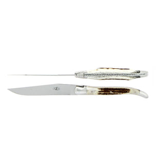Forge de Laguiole Tradition table knives set with deer antler handle Set 2 - Buy now on ShopDecor - Discover the best products by FORGE DE LAGUIOLE design