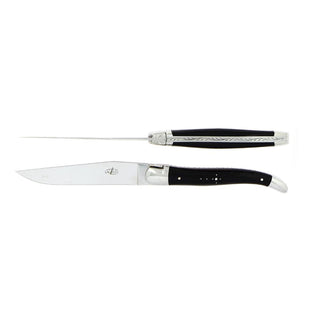 Forge de Laguiole Tradition table knives set with horn handle Black Set 2 - Buy now on ShopDecor - Discover the best products by FORGE DE LAGUIOLE design