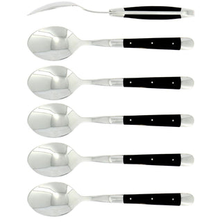 Forge de Laguiole Tradition set 6 soup spoons with acrylic handle Black - Buy now on ShopDecor - Discover the best products by FORGE DE LAGUIOLE design