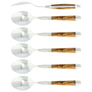 Forge de Laguiole Tradition set 6 soup spoons with olive wood handle - Buy now on ShopDecor - Discover the best products by FORGE DE LAGUIOLE design