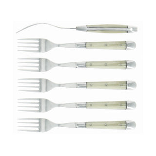 Forge de Laguiole Tradition table forks set with acrylic handle White Set 6 - Buy now on ShopDecor - Discover the best products by FORGE DE LAGUIOLE design