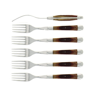 Forge de Laguiole Tradition table forks set with barrel oak handle Set 6 - Buy now on ShopDecor - Discover the best products by FORGE DE LAGUIOLE design