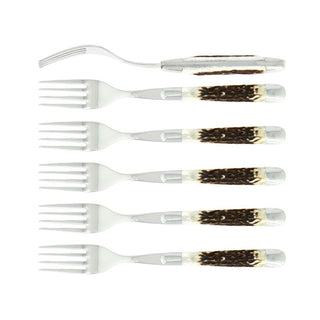 Forge de Laguiole Tradition table forks set with deer antler handle Set 6 - Buy now on ShopDecor - Discover the best products by FORGE DE LAGUIOLE design