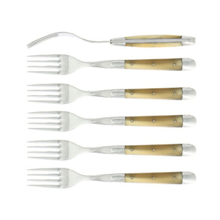 Forge de Laguiole Tradition table forks set with horn handle White Set 6 - Buy now on ShopDecor - Discover the best products by FORGE DE LAGUIOLE design