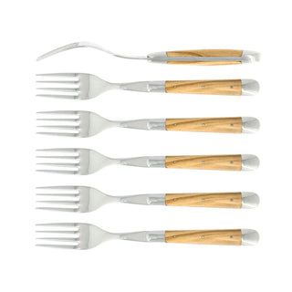 Forge de Laguiole Tradition table forks set with olive wood handle Set 6 - Buy now on ShopDecor - Discover the best products by FORGE DE LAGUIOLE design