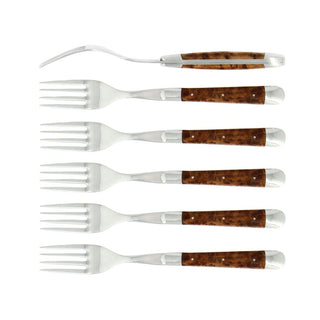 Forge de Laguiole Tradition table forks set with Thuya handle Set 6 - Buy now on ShopDecor - Discover the best products by FORGE DE LAGUIOLE design
